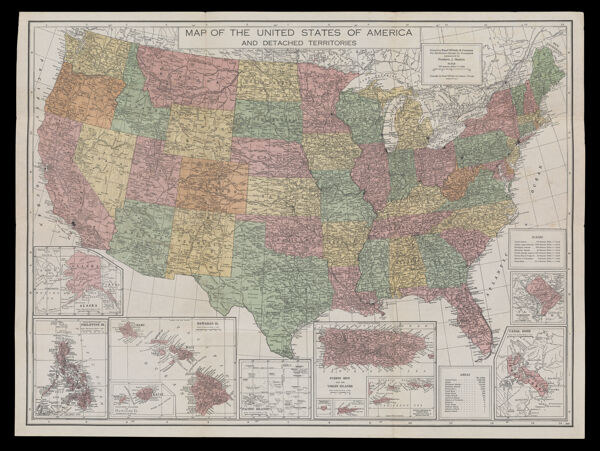 Map of the United States of America and detached territories