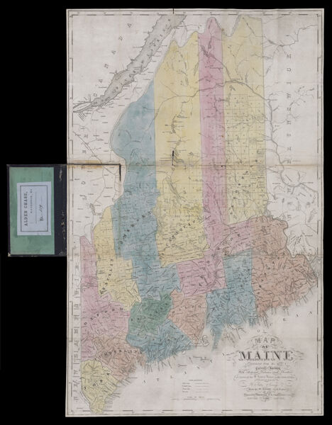 Map of Maine constructed from the most correct surveys, with sectional distances and elevations, or level, of the St. Croix River from Calais Bridge : deduced from the states survey made by W. Anson in 1836, engraved & published by S.H. Colesworthy, Portland, revised 1840 edition.
