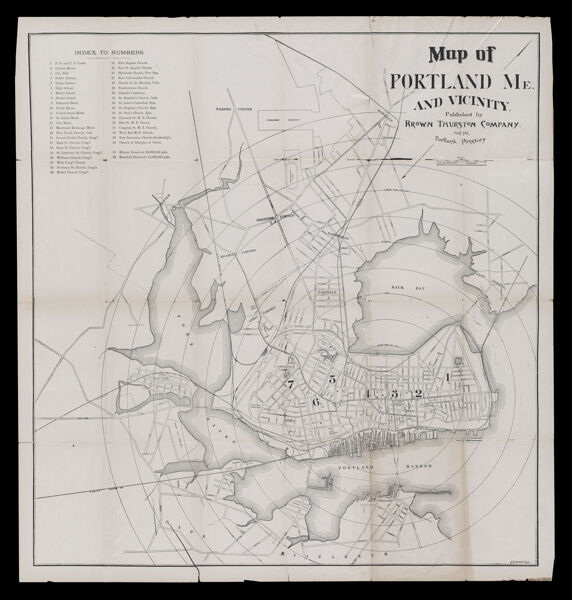 Map of Portland, Me. and vicinity published by Brown Thurston Company for the Portland Directory.
