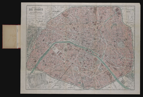 Nouveau Plan de Paris divise en 20 arrondissements indiquant toutes les rues nouvelles, ainsi que les numeros des maisons sur les grdes [sic] voies.