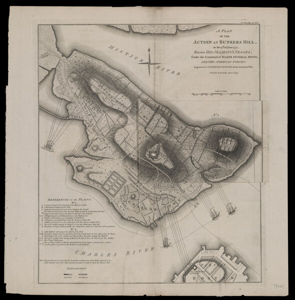 A Plan of the action at Bunkers Hill on the 17th of June 1775 between His Majesty's troops, under command of Major General Howe, and the American forces.
