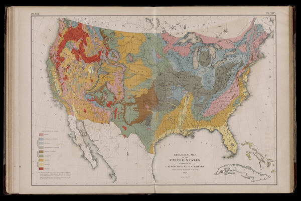 Geological map of the United States compiled by C.H. Hitchcock and W.P. Blake from sources mentioned in the text 1874