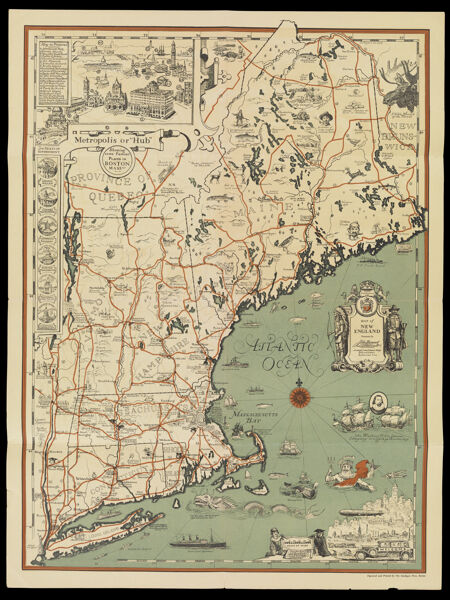 Map of New England with chief auto-routes