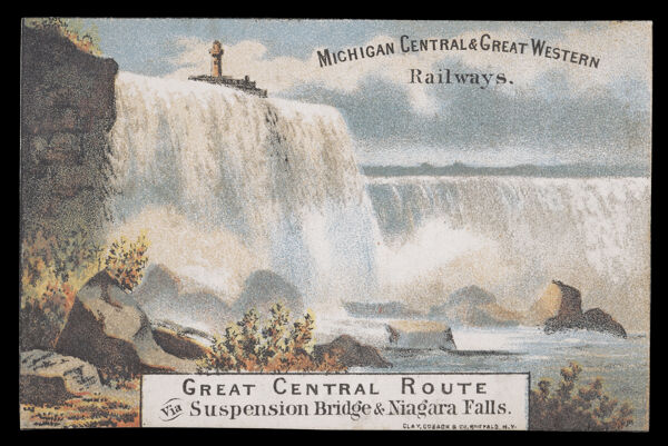 Michigan Central and Great Western Railways. Great Central Route via Suspension Bridge and Niagara Falls.