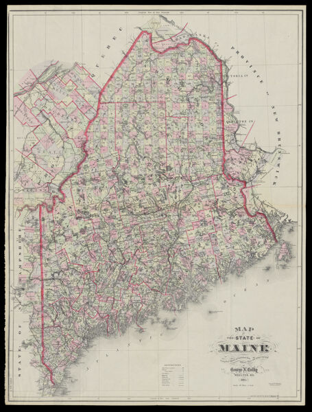 Map of the State of Maine Compiled Drawn & Published from Official Plans and Actual Surveys By George N. Colby Houlton, Me. 1885.