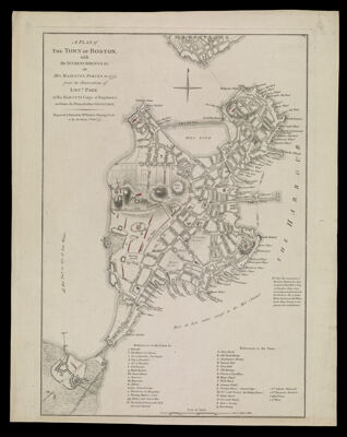 A Plan of the Town of Boston, with the Intrenchments &c. of His Majestys Forces in 1775: From the Observations of Lieut. Page of His Majesty's Corps of Engineers; and from the plans of other Gentlemen