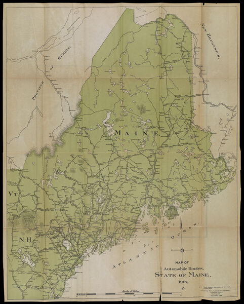 Map of Automobile Routes. State of Maine. 1918.