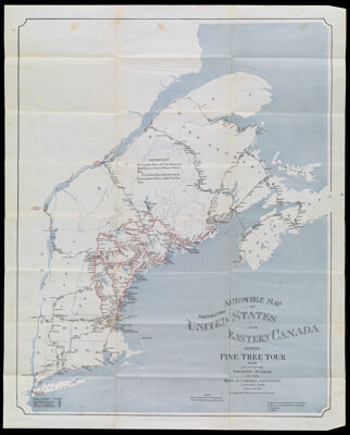 Automobile Map of Northeastern United States and Eastern Canada Showing Pine Tree Tour in Red
