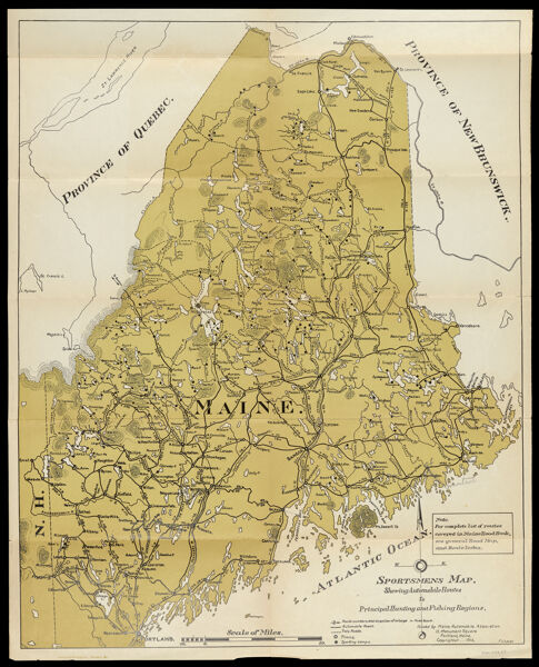 Sportsmens map showing automobile routes to principal hunting and fishing regions