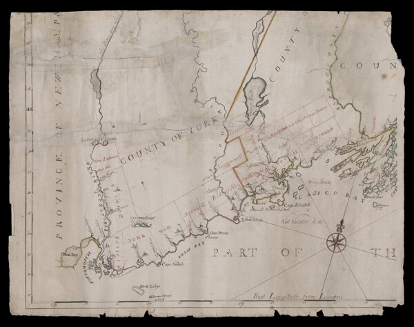 [York, Cumberland and Lincoln Counties of colonial Massachusetts extending from Portsmouth to Penobscot River.]