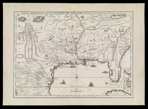 Partie Meridionale de la Riviere de Missisipi et ses environs dans l'Amerique Septentrionale Mis au jour par N. de Fer Geographe de sa Majeste Catholique 1718