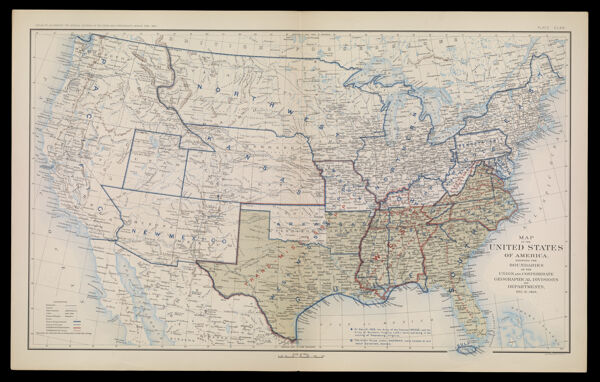 Map of the United States of America, showing the Boundaries of the Union and Confederate Geographical Divisions and Departments, Dec. 31, 1864.
