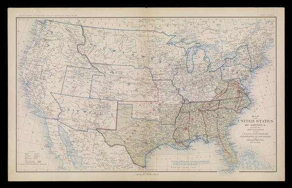 Map of the United States of America, showing the Boundaries of the Union and Confederate Geographical Divisions and Departments, Dec. 31, 1862.