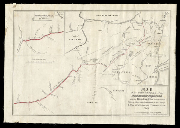 Map of the Frontiers of the Northern Colonies with boundary line established between them and the Indians at the Treaty held by S. Will Johnson at Ft. Stanwix in Novr. 1768.