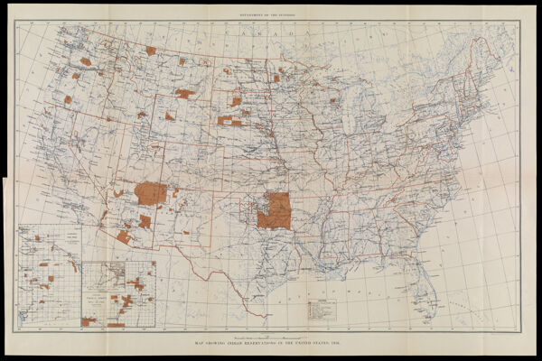 Map showing Indian Reservations in the United States, 1916