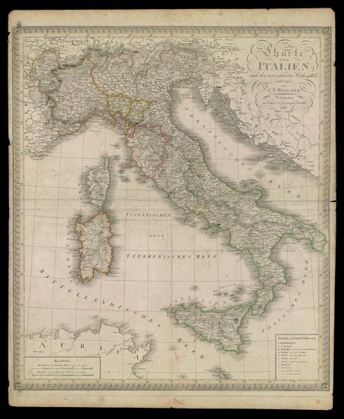 Charte von Italien nach den vorzüglichsten Hulfsmitteln entworfen von C.F. Weiland