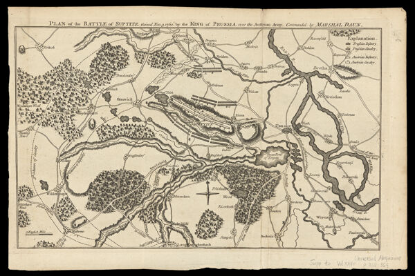 Plan of the Battle of Suptitz, Gained Nov. 3, 1760, by the King of Prussia, over the Austrian Army, Commanded by Marshall Duan.