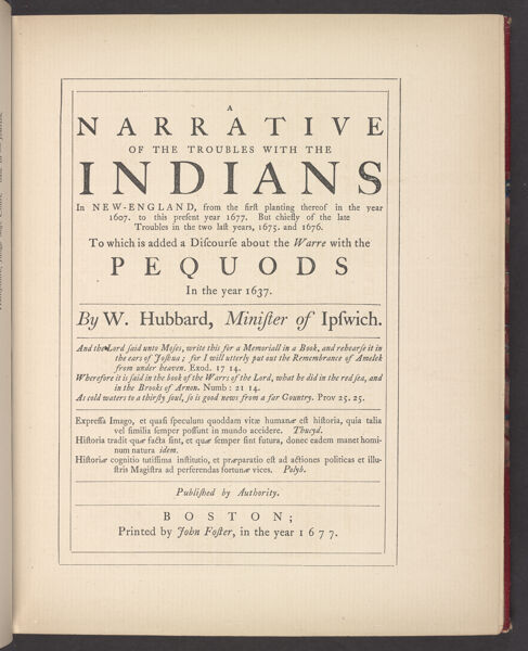 A Narrative of the Troubles with the Indians in New-England.