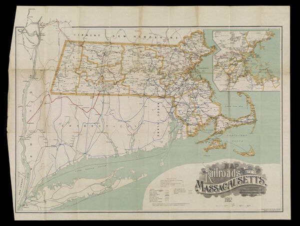 Map of the Railroads of the State of Massachusetts. 1912. Accompanying the report of the Railroad Commissioners. Corrected to Jan. 1, 1913.