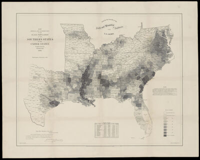 Map Showing the Distribution of the Slave Population of the Southern States of the United States