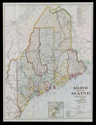 Railroad Map of Maine prepared under the direction of, and presented by Elmer P. Spofford, Frank Keizer, John A. Jones, Railroad Commissioners of Maine...engraved and printed by George F. Cram.