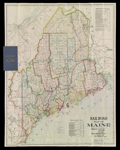 Railroad Map of Maine Prepared under the direction of, and Presented by Joseph B. Peaks, Parker Spofford, Frank Keizer, Railroad Commissioners of Maine E.C. Farrington, Clerk Geo. F. Giddings, Asst. Clerk