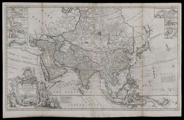 To the right honourable William Lord Cowper, Lord High Chancellor of Great Britain. This map of Asia According to ye Newest and most exact observations is most humbly dedicated by your Lordship's most humble servant Herman Moll geographer.