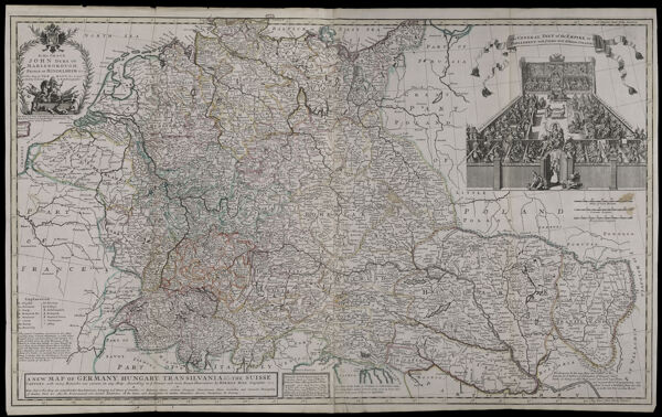 A new map of Germany. Hungary. Transilvania & the Suisse Cantons. with many remarks not extant in any map. According to ye newest and most exact observations by Herman Moll geographer. 1712.