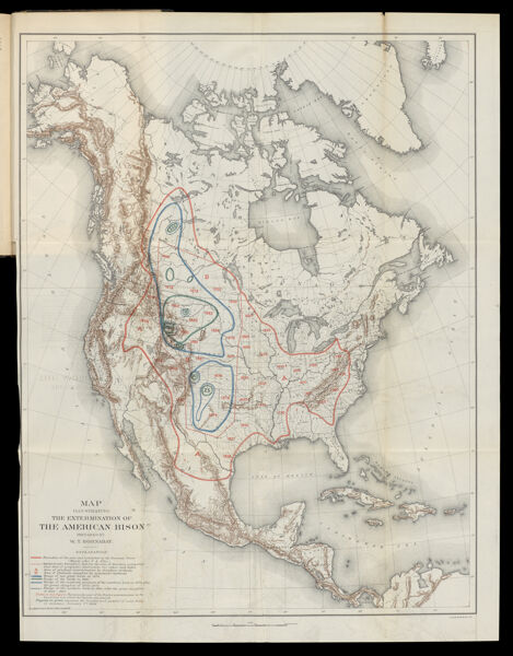 Map Illustrating the extermination of the American Bison