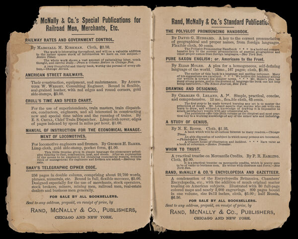 Rand, McNally & Co.'s special publications for railroad men, merchants, etc. / Rand, McNally & Co.'s standard publications