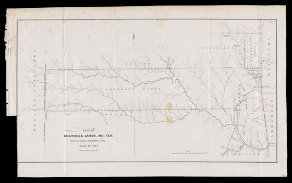 Plat of Cherokee Lands, Ind. Ter. surveyed under instructions from Isaac McCoy, J.C. McCoy, surveyor, Sept. 20th, 1837.
