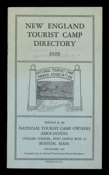 New England Tourist Camp Directory 1929 [Front Cover]