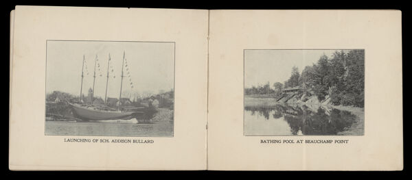 Launching of Sch. Addison Bullard; Bathing Pool at Beauchamp Point