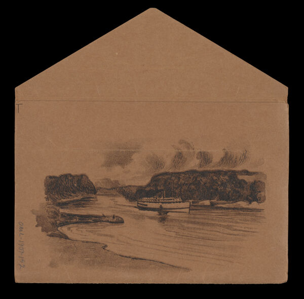 [Sketch on the back of envelope of steamship on Penobscot river]