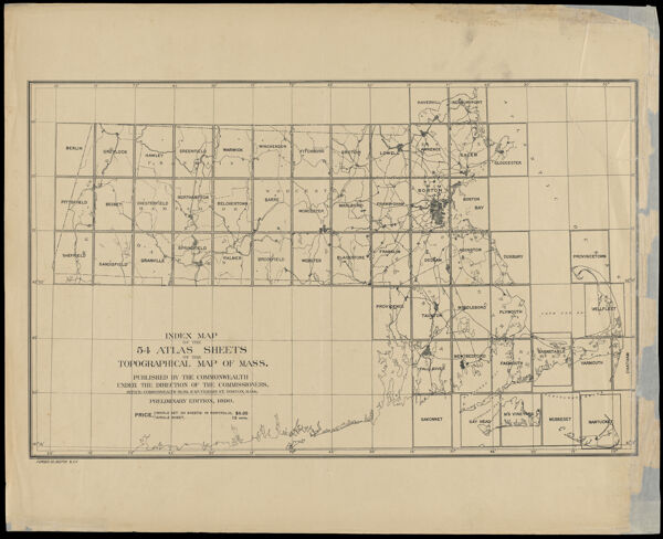 Index Map of the 54 Atlas Sheets of the Topographical Map of Mass.