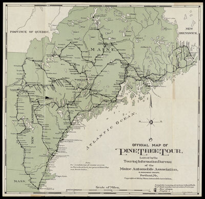 Official Map of Pine Tree Tour laid out by the Touring Information Bureau of the Maine Automobile Association