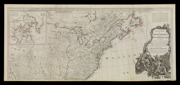 New Map of North America with the West India Islands, divided according to the Preliminary Articles of Peace, Signed at Versailles, 20 Jan. 1783, wherein are particularly distinguished the United States, and the several provinces, governments, & ca. which compose the British Dominions, laid down according to the latest surveys, and corrected from the original materials, of Governor Pownall, Member of Parliament 1783.