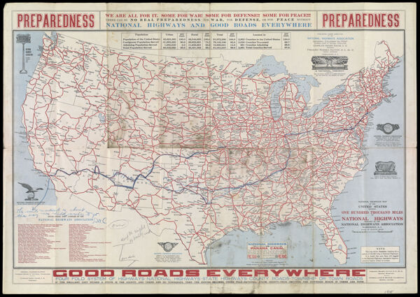 National Highway Map of the United States Showing One Hundred Thousand Miles of National Highways Proposed by the National Highway Association Washington D.C.