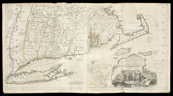 A Map of the most Inhabited part of New England, containing the Provinces of Massachusetts Bay and New Hampshire, with the colonies of Conecticut and Rhode Island...