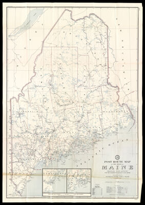Post Route Map of the State of Maine showing Post Offices with the intermediate distances on mail routes.