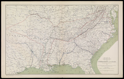 Section of G. Woolworth Colton's New Guide Map of the United States and Canada with Railroads, Counties etc. 1863