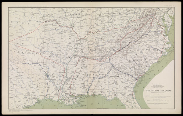 Section of G. Woolworth Colton's New Guide Map of the United States and Canada with Railroads, Counties etc. 1863