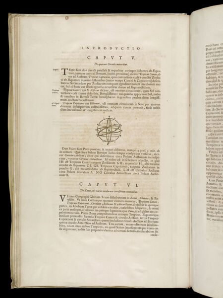 Caput V. De quatuor Circulis minoribus. / Caput VI. De Zonis, & variis incolarum terrestrium nominibus.