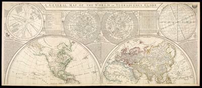 A General Map of the World, or Terraqueous Globe with all the New Discoveries and Marginal Delineations, containing the most Interesting Particulars in the Solar, Starry and Mundane System. By Sam Dunn, Mathematician.