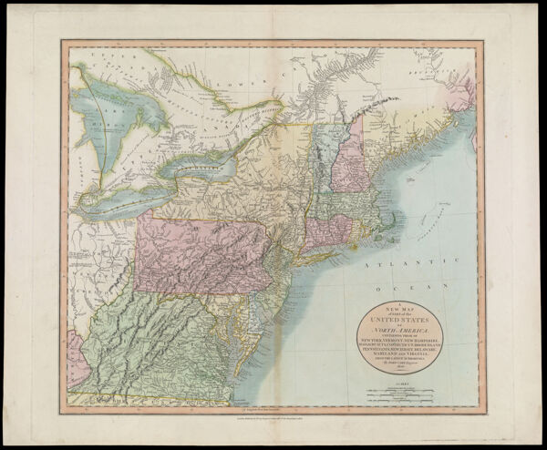 A New Map of Part of the United States of North America, Containing Those of New York, Vermont, New Hampshire, Massachusetts, Connecticut, Rhode Island. Pennsylvania, New Jersey, Delaware, Maryland and Virginia. From the Latest Authorities. By John Cary, Engraver. 1806.