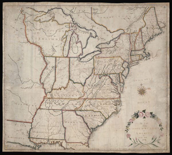 A Map of the United States of America by Emily Hill 1820