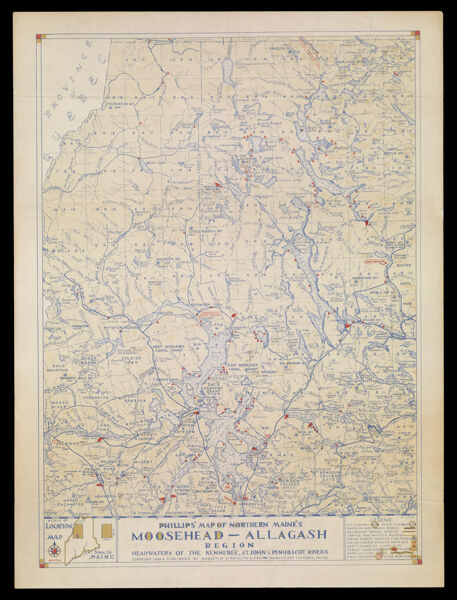 Phillips Map of Northern Maine's Moosehead-Allagash Region Headwaters of the Kennebec, St. John, and Penobscot Rivers
