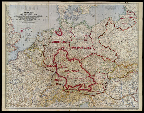 Germany and Its Approaches with International Boundaries as of September 1, 1939, the day Germany invaded Poland and, in red, Boundaries as of January 1, 1938, before Germany seized Austria and Czechoslovakia. Compiled and drawn in the Cartographic Section of the National Geographic Society for the National Geographic Magazine Gilbert Grosvenor, editor. James M. Darley, chief cartographer