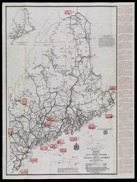 Official map of Maine prepared by State Highway Commission showing highway route numbers. March 24, 1928.