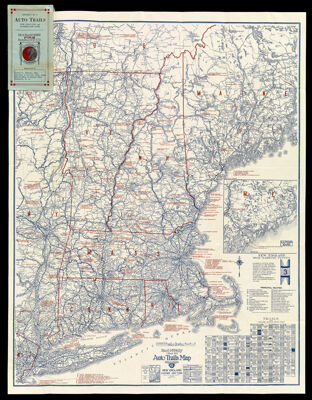 Rand McNally Official 1923 Auto Trails Map District Number 6 New England Eastern New York
